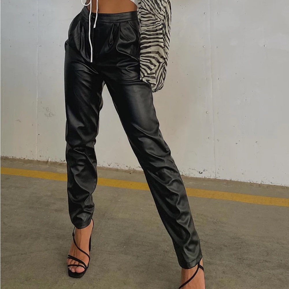 Princess Polly Black Leather Pants New w Tags